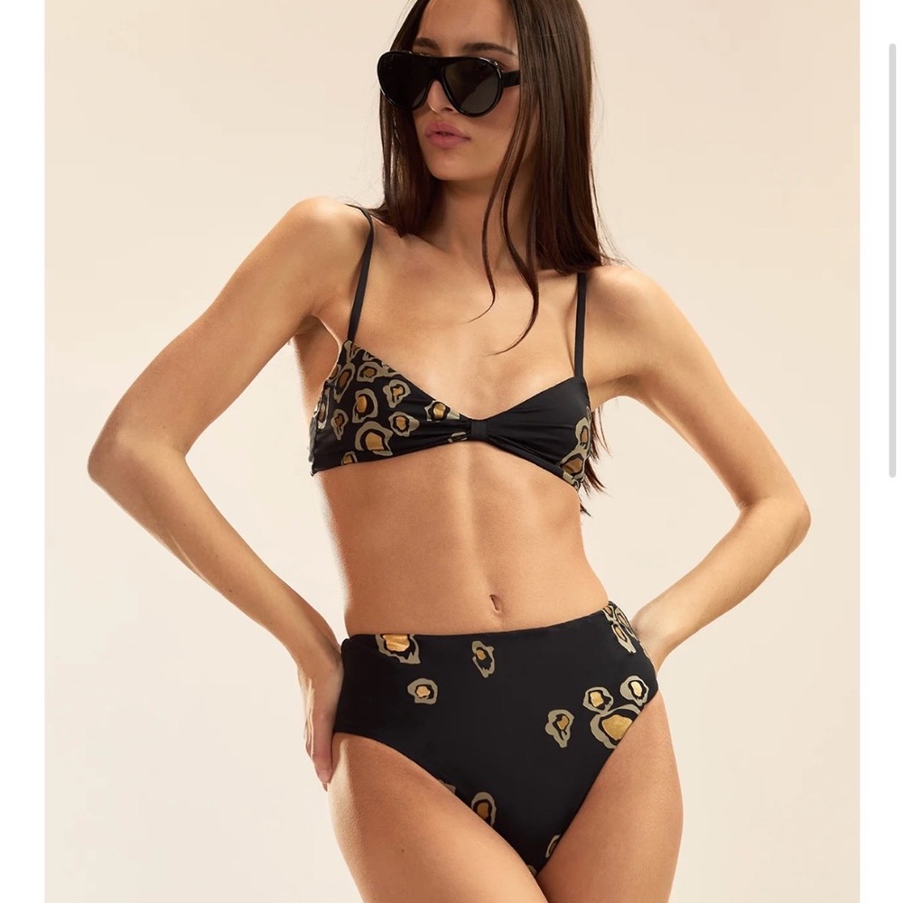 Leopard Print Black Bikini Set